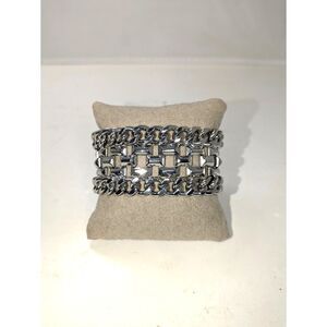 ⭐3/$30⭐ Vintage Style Statement Bracelet Polished Silver Tone Wide Chains
